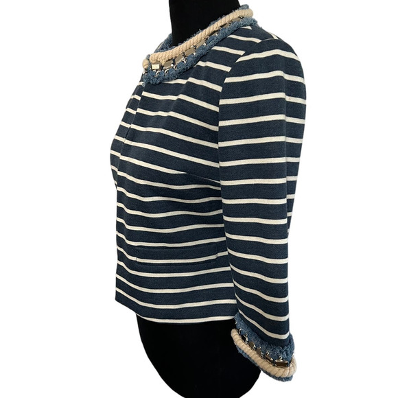 Boston Proper Blue and White Striped Blazer Jacket Size 2 - Picture 2 of 7